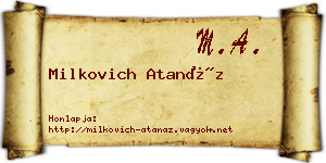 Milkovich Atanáz névjegykártya